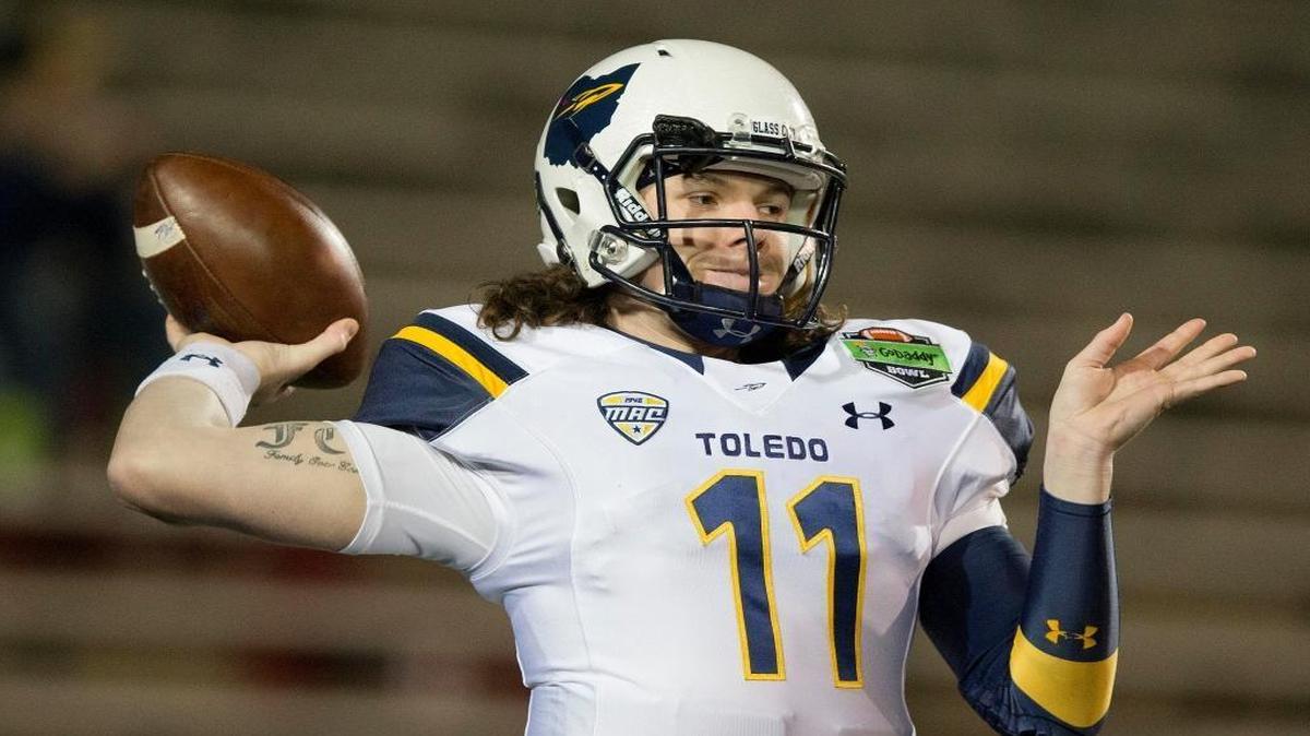 Toledo quarterback Logan Woodside threw six TD passes against Tulsa on Saturday night.