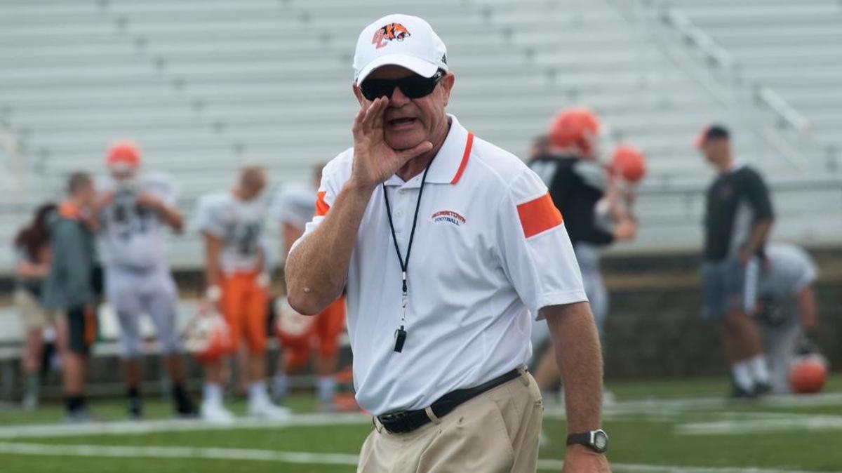 Head Coach Bill Cronin at Georgetown College's open scrimmage on Saturday, August 20, 2016 in Georgetown, KY.