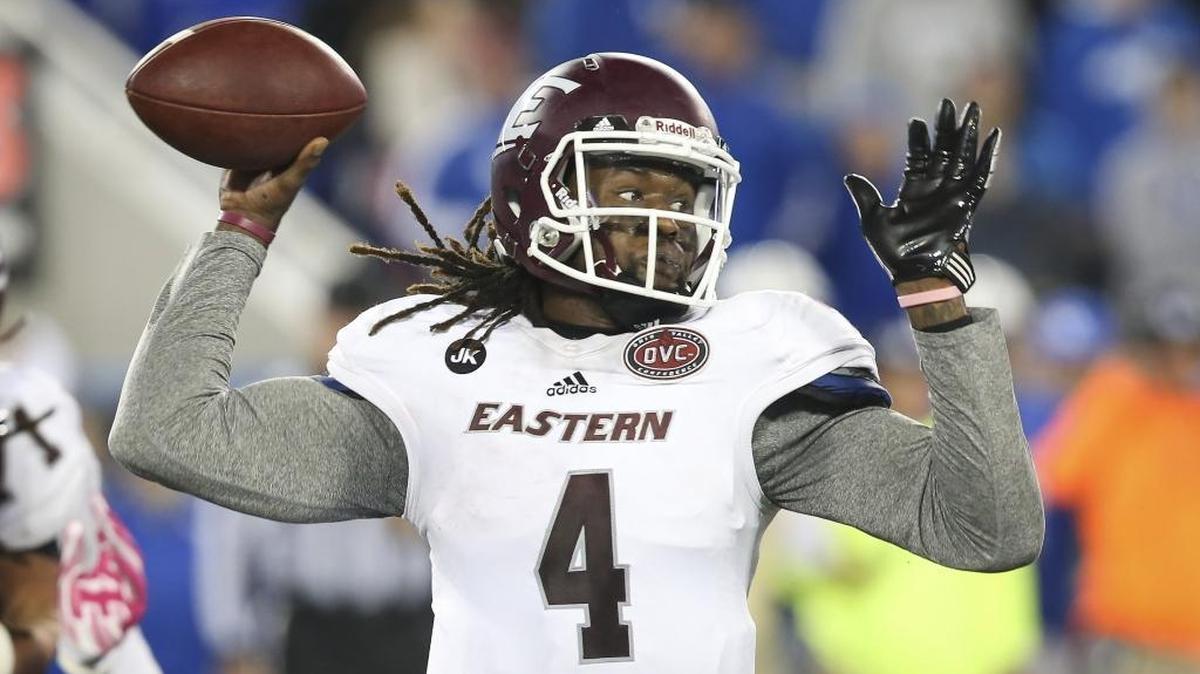 Eastern Kentucky University quarterback Bennie Coney threw to a receiver during the second half of an NCAA college football game against Kentucky in 2015.