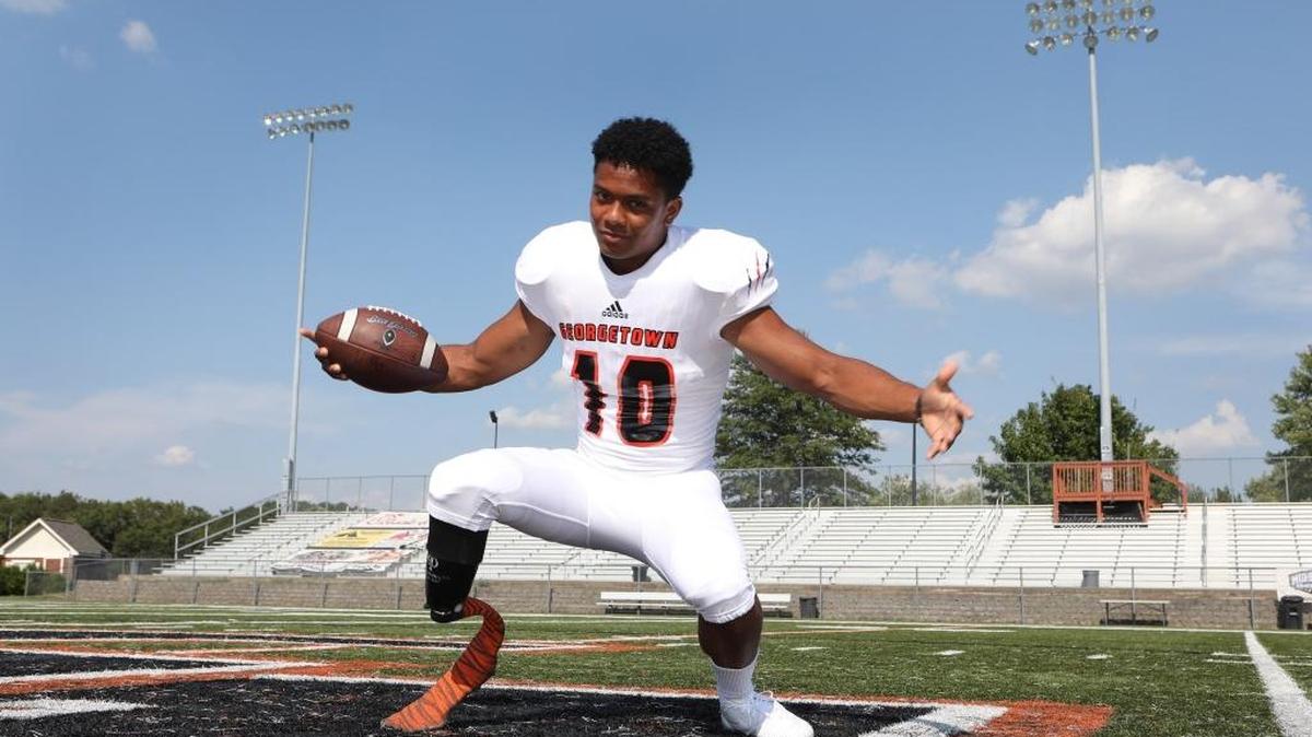 Kody Kasey, from Pickerington, Ohio, returns kicks and plays in the defensive backfield for Georgetown College.