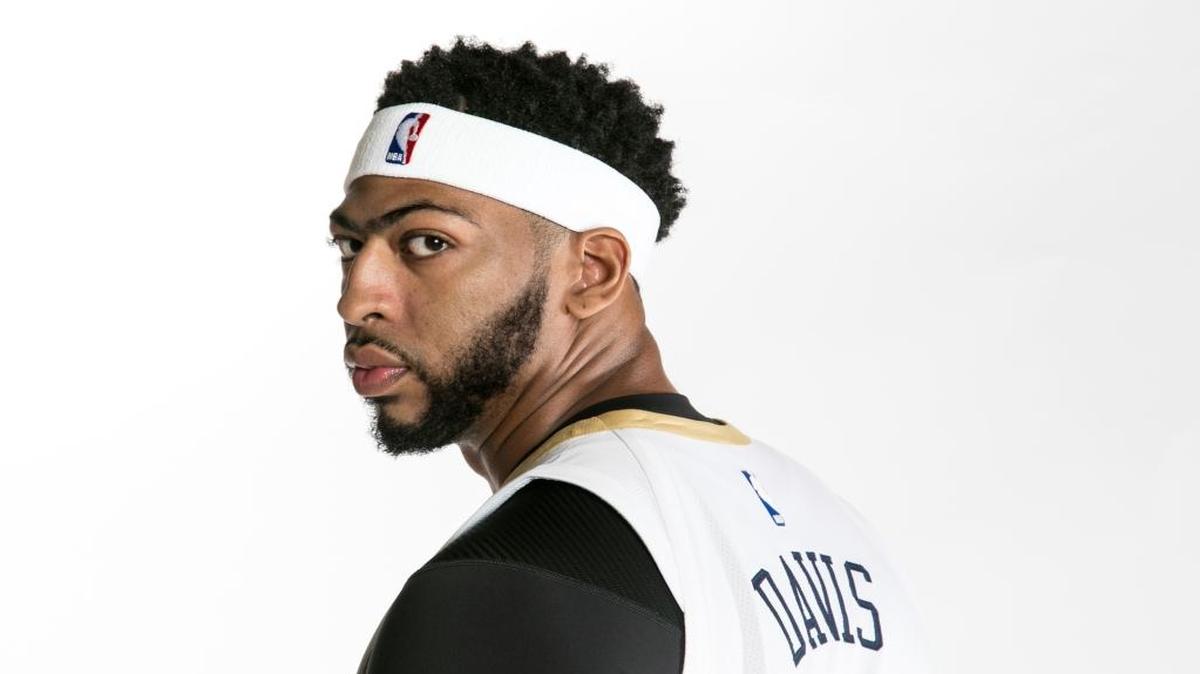 Pelicans' Anthony Davis during their NBA basketball media day in New Orleans, Monday, Sept. 25, 2017.