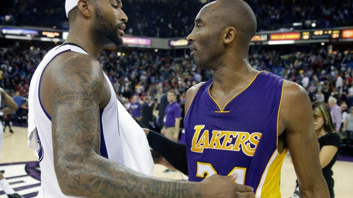 The Kings’ DeMarcus Cousins and the Lakers’ Kobe Bryant talked after the Kings defeated the Lakers 108-101 on Dec. 21, 2014.