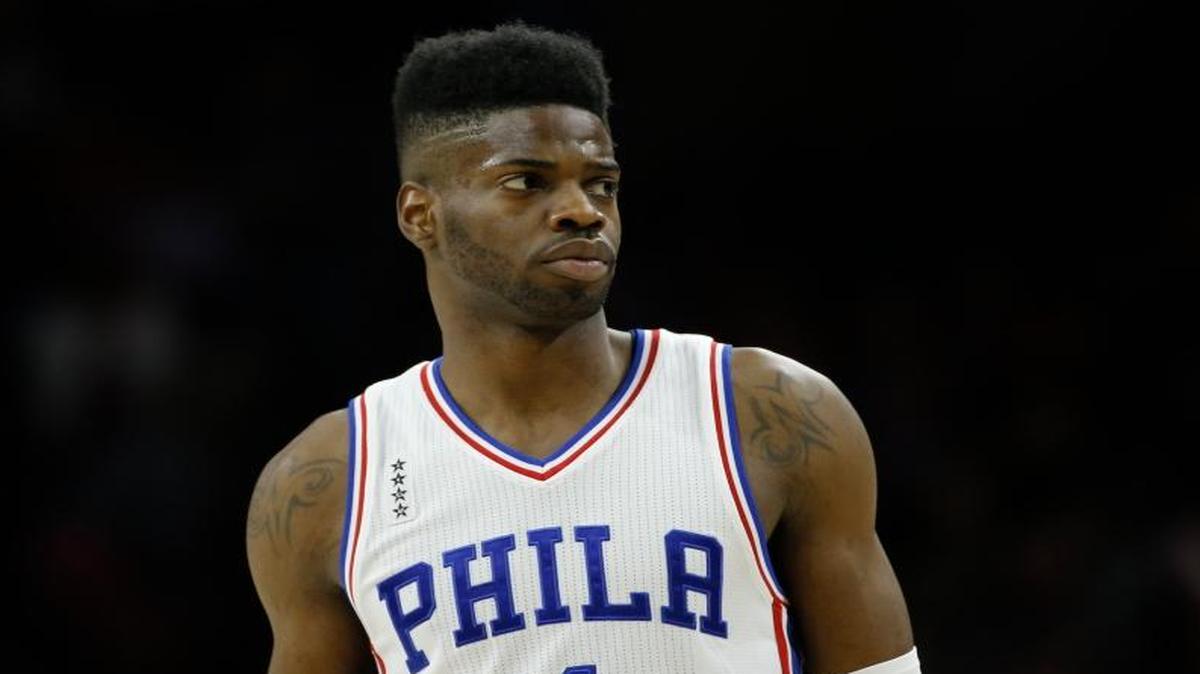 Philadelphia 76ers' Nerlens Noel in action during an NBA basketball game against the Houston Rockets, Wednesday, March 9, 2016, in Philadelphia.