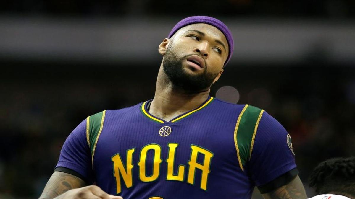 New Orleans Pelicans forward DeMarcus Cousins (0) reacts to a call during the first half of an NBA basketball game against the Dallas Mavericks in Dallas, Saturday, Feb. 25, 2017.