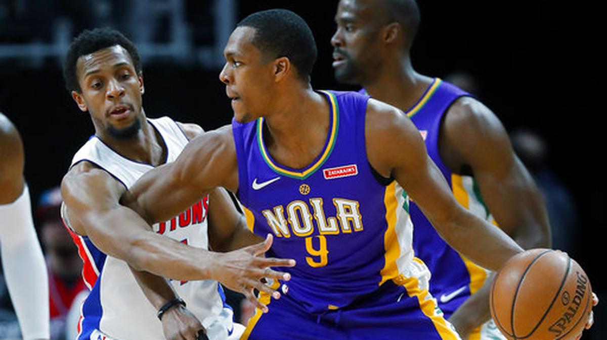 Pelicans guard Rajon Rondo averaged 11.3 points, 13.3 assists and 7.5 rebounds per game during New Orleans' first-round playoff sweep or Portland.
