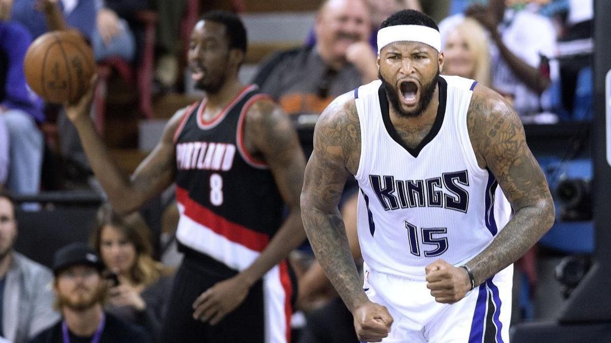 Sacramento Kings center DeMarcus Cousins scored underneath the basket in third period, but he thought he was also fouled on the play.