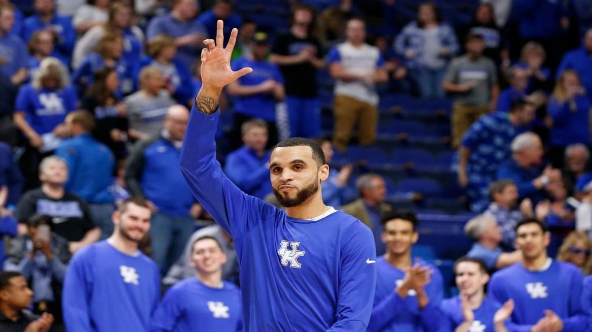 Kentucky guard Mychal Mulder waved to the crowd during Senior Night activities in Rupp Arena on Feb. 28.