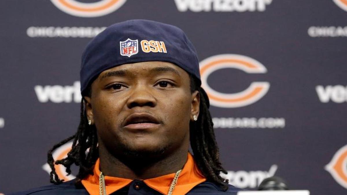 Linebacker Danny Trevathan talks to the media during a news conference after signing with the Chicago Bears, Thursday, March 10, 2016, in Lake Forest, Ill.