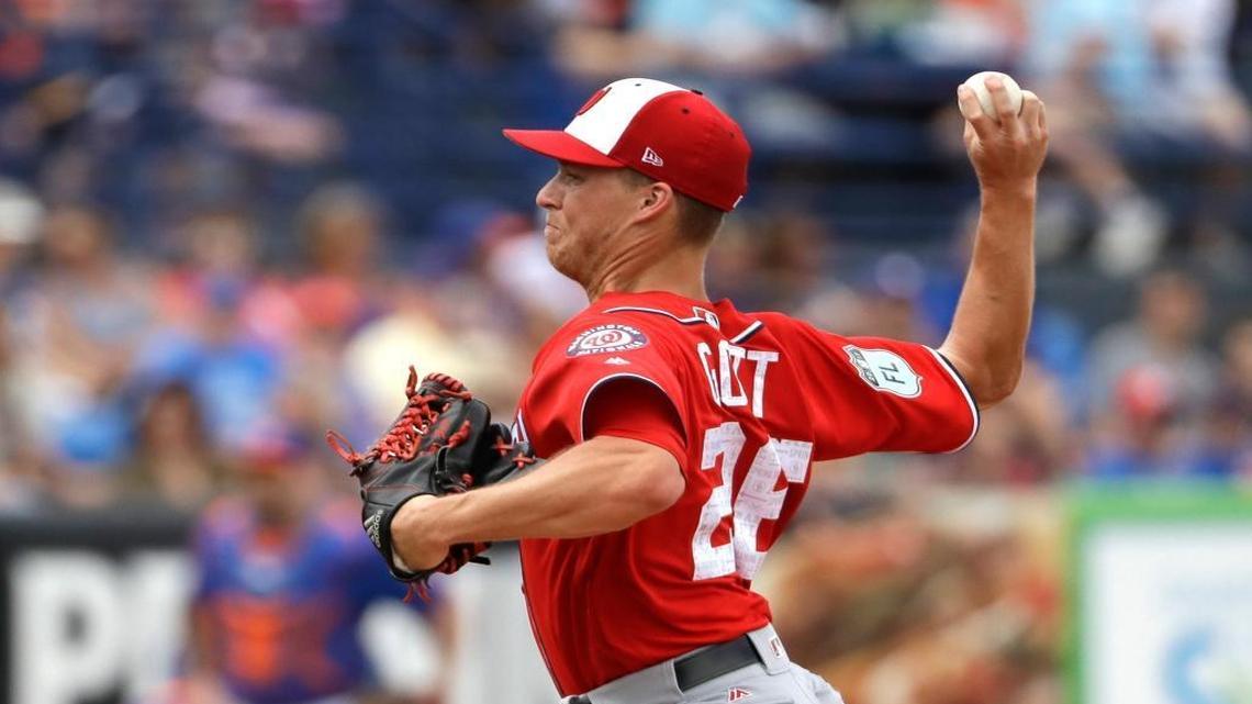 Washington Nationals relief pitcher Trevor Gott threw against the New York Mets during a spring training game on Feb. 25, 2017, in Port St. Lucie, Fla.