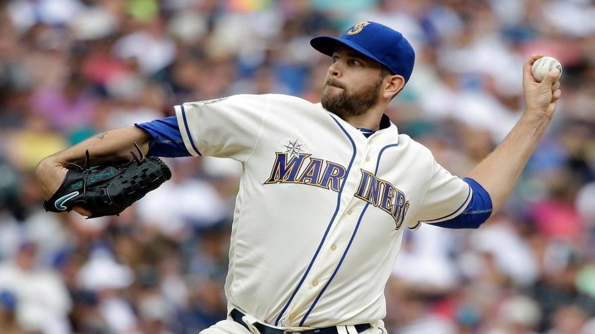 Seattle Mariners starting pitcher James Paxton throws against the Los Angeles Angels in the fifth inning of a baseball game Sunday, Aug. 7, 2016, in Seattle.