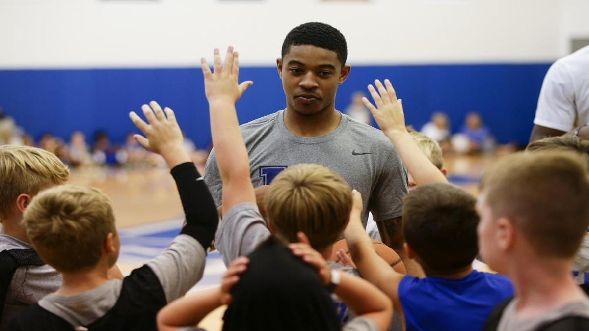Former UK star Tyler Ulis worked as a coach at the John Calipari UK Pro Camp on Aug. 1, 2016, in Lexington.