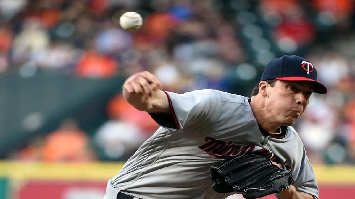 Minnesota Twins pitcher Alex Meyer delivers a pitch in the first inning of a baseball game against the Houston Astros on Tuesday, May 3, 2016, in Houston.