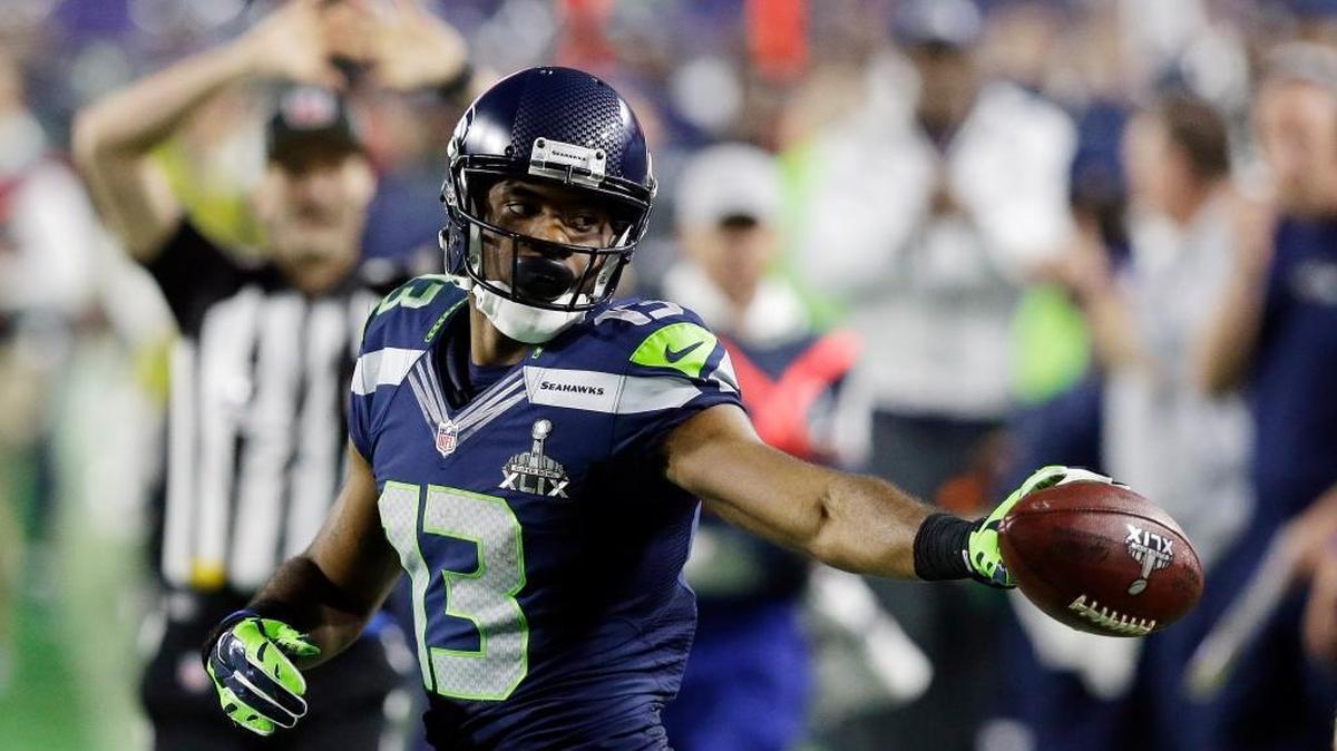 Seattle Seahawks wide receiver Chris Matthews tossed the ball to a referee after he made a catch during the second half of Super Bowl XLIX against the New England Patriots on Sunday, Feb. 1, 2015, in Glendale, Ariz.