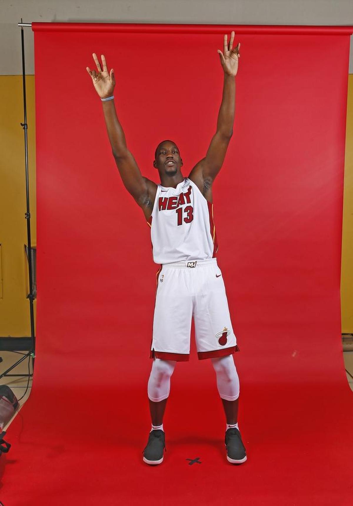 Miami Heat forward Bam Adebayo poses for the picture during the Media Day for the 2017-18 NBA season at AmericanAirlines Arena in Miami on Monday, September 25, 2016.