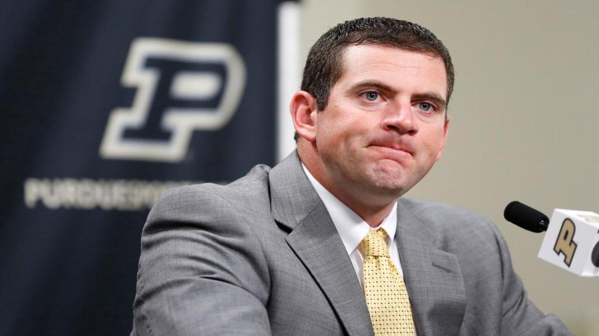 Interim head coach Gerad Parker fielded questions from the media following the announcement that Darrell Hazell had been fired as head football coach on Sunday, Oct. 16, 2016, in West Lafayette, Ind.