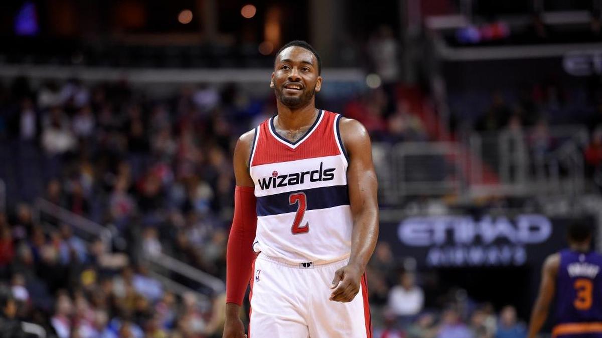 Washington Wizards guard John Wall during the first half of an NBA basketball game against the Phoenix Suns on Dec. 4, 2015, in Washington.
