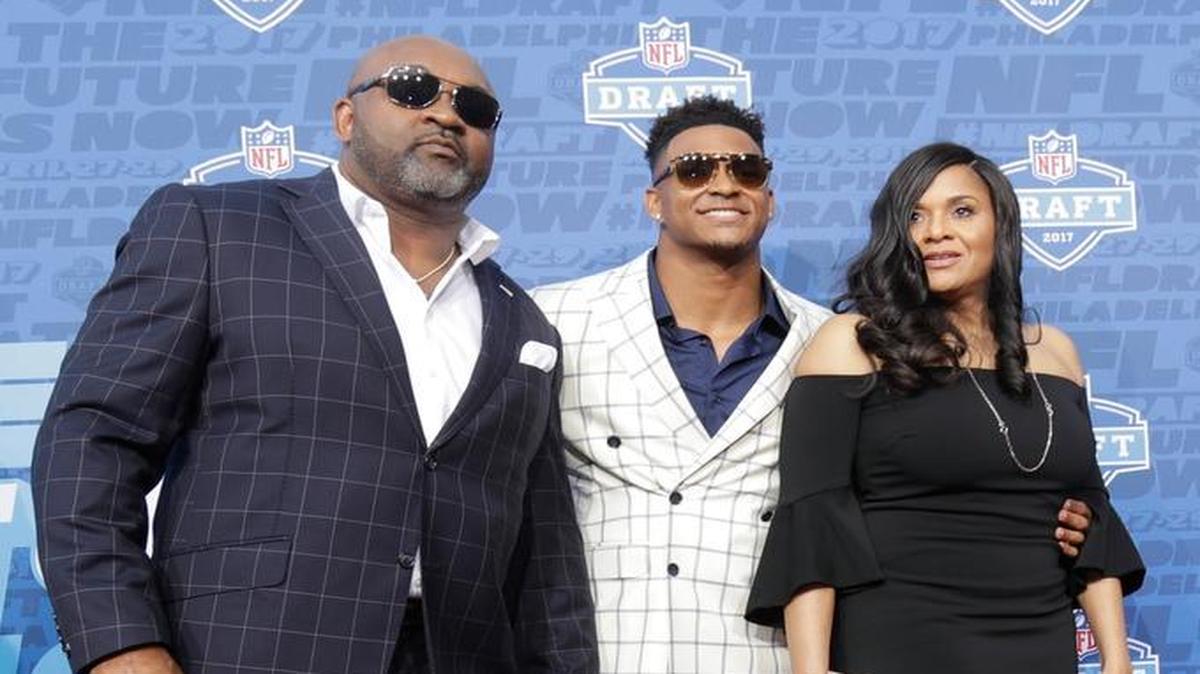 Flanked by his parents George and Michelle Adams, LSU’s Jamal Adams arrived for the first round of the 2017 NFL Draft on Thursday in Philadelphia. Jamal was drafted by the New York Jets in the first round. His father was a star at Lafayette High School in the late 1970s and at Kentucky in the early ’80s.