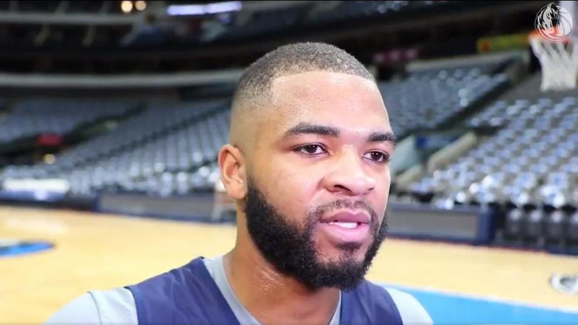 Former Kentucky star Aaron Harrison talked with the media in Dallas after joining the Mavericks on Thursday.