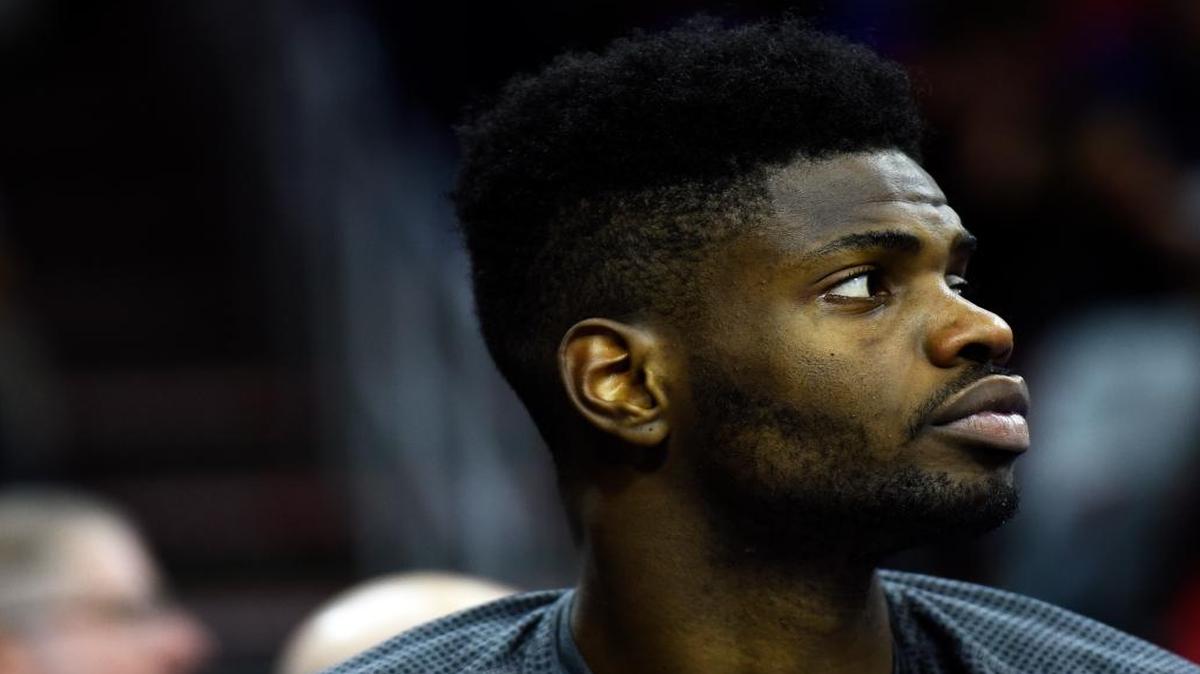 The Philadelphia 76ers' Nerlens Noel, shown during a game against the New York Knicks on April 8, hasn’t had any contract extension talks with the team so far.
