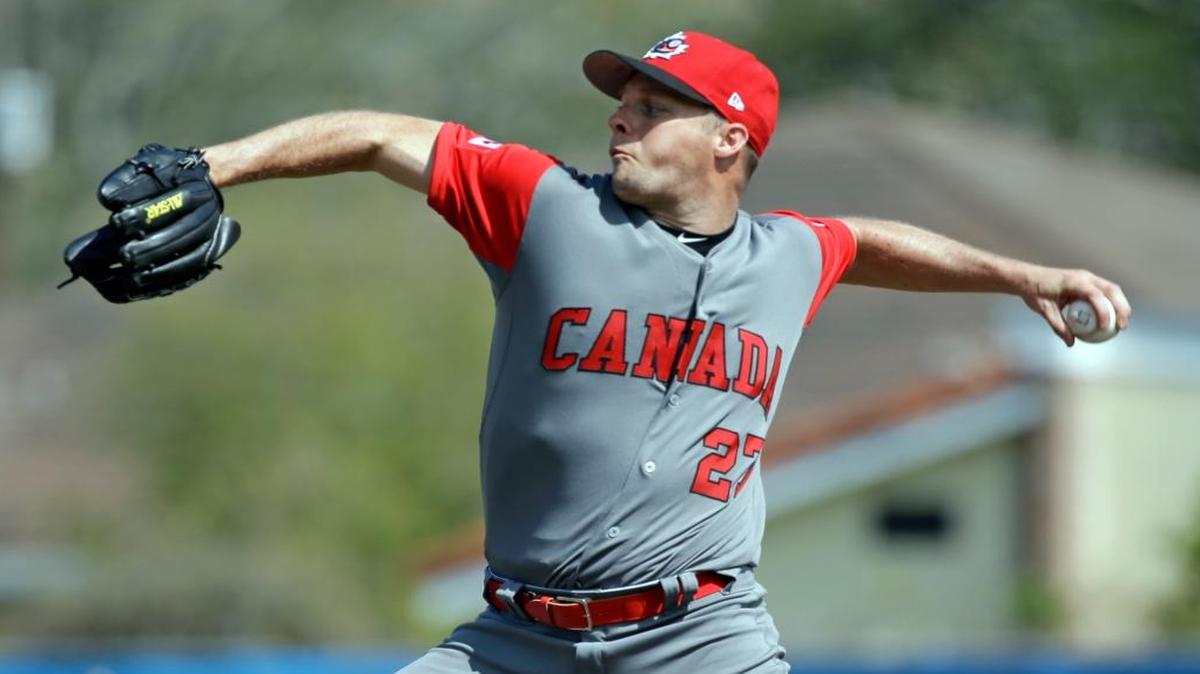 Former Kentucky pitcher Andrew Albers, who represented Canada in the World Baseball Classic, threw against the Toronto Blue Jays during an exhibition baseball game on March 7 in Dunedin, Fla.