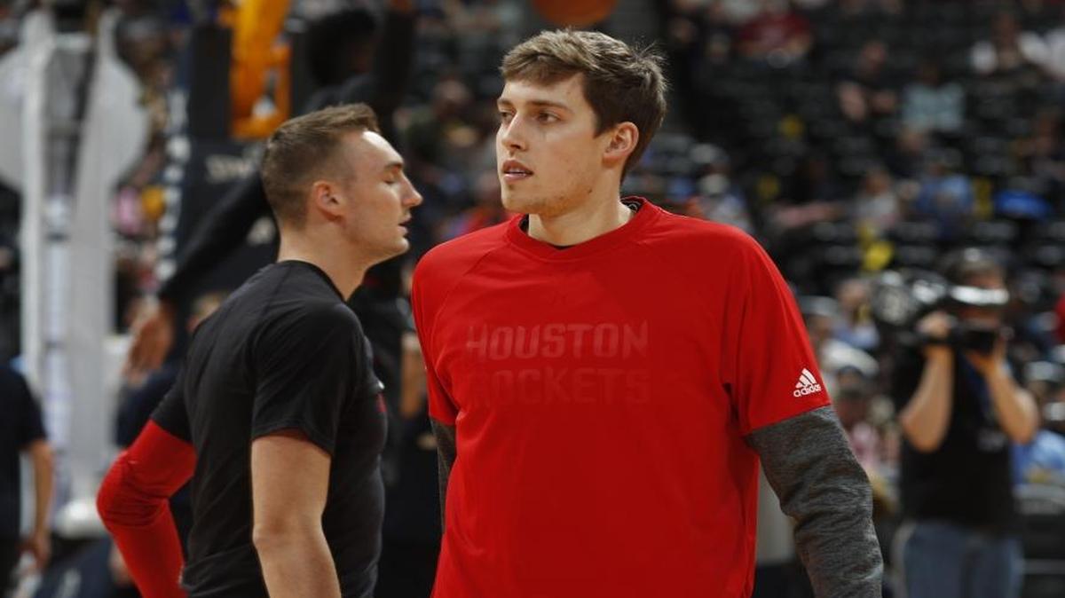 Houston Rockets forward Kyle Wiltjer (30) in the first half of an NBA basketball game Saturday, March 18, 2017, in Denver.
