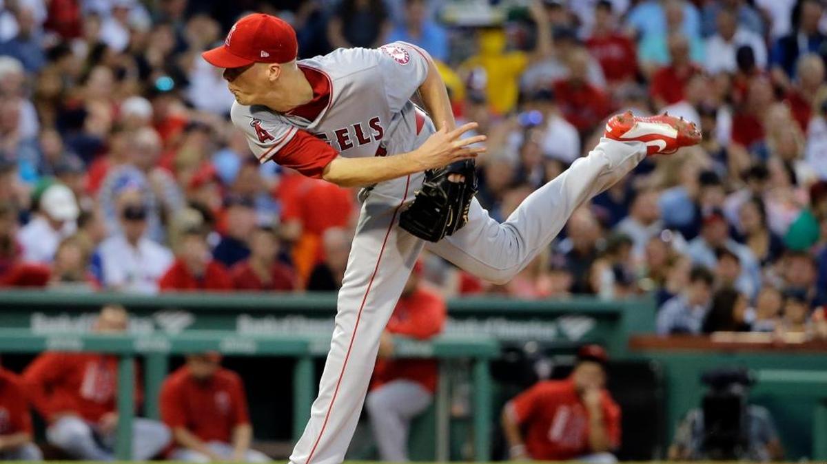 Los Angeles Angels starting pitcher Alex Meyer delivers to the Boston Red Sox in the second inning of a baseball game at Fenway Park, Friday, June 23, 2017, in Boston. (AP Photo/Elise Amendola_