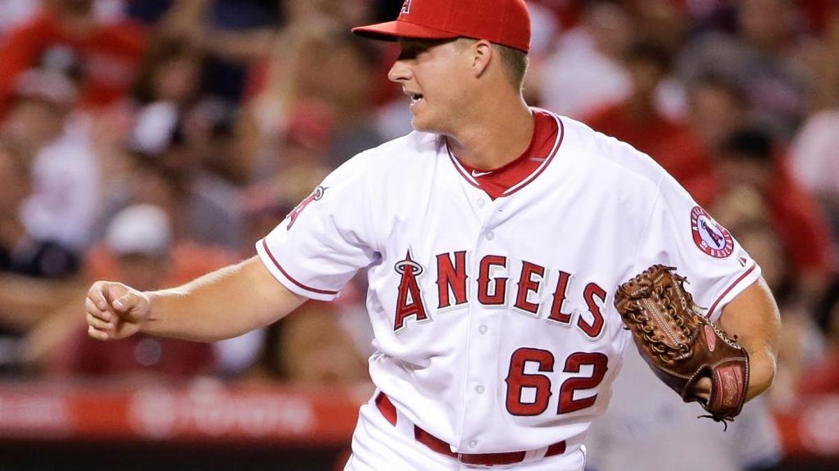 Los Angeles Angels relief pitcher Trevor Gott threw against the New York Yankees in Anaheim, Calif., on Monday, June 29, 2015.