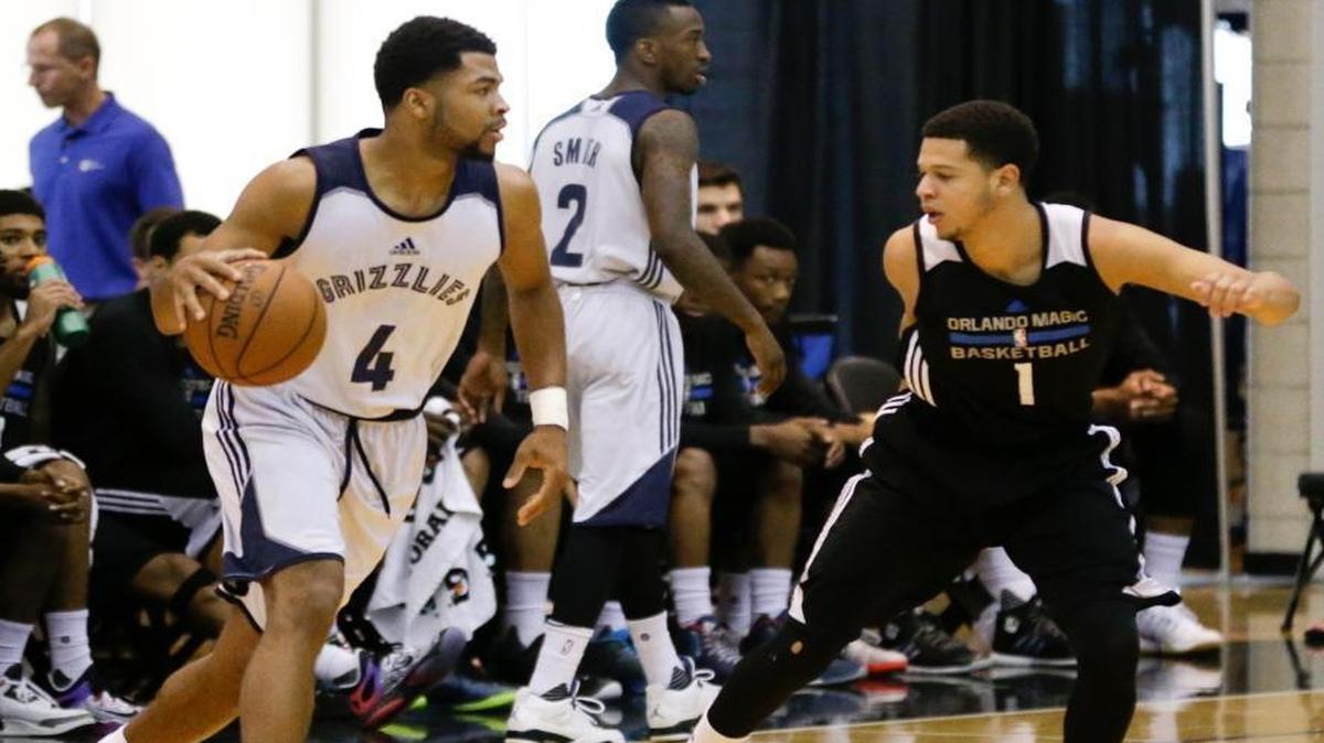 Andrew Harrison, whose NBA rights are held by the Memphis Grizzlies, played for their summer-league team in Orlando, Fla., in July.