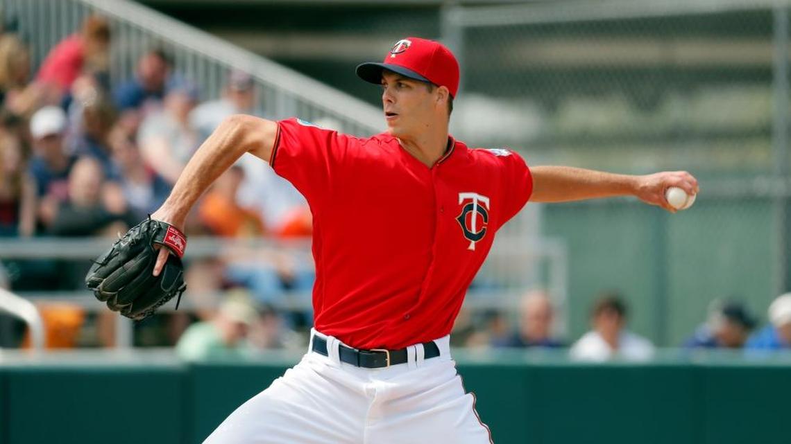 The Minnesota Twins’ Taylor Rogers works against the Pittsburgh Pirates in a spring training baseball game, Monday, March 21, 2016, in Fort Myers, Fla.