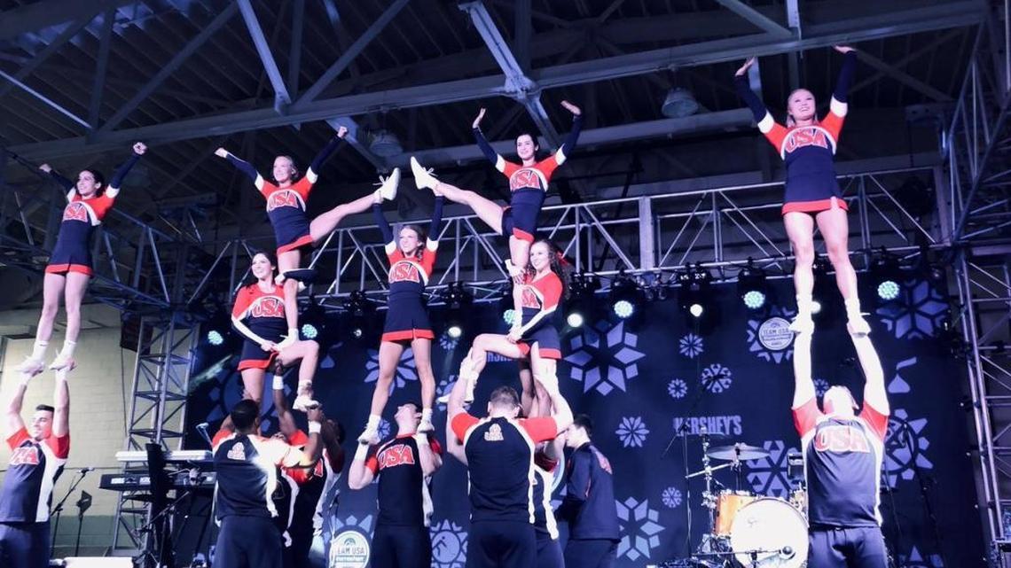 University of Kentucky cheerleaders donned the red, white and blue of USA Cheer at a performance for USOC’s Winterfest in Seoul, South Korea, on Sunday. The team will be part of the Winter Olympics over the next week making appearances and performances at the games.