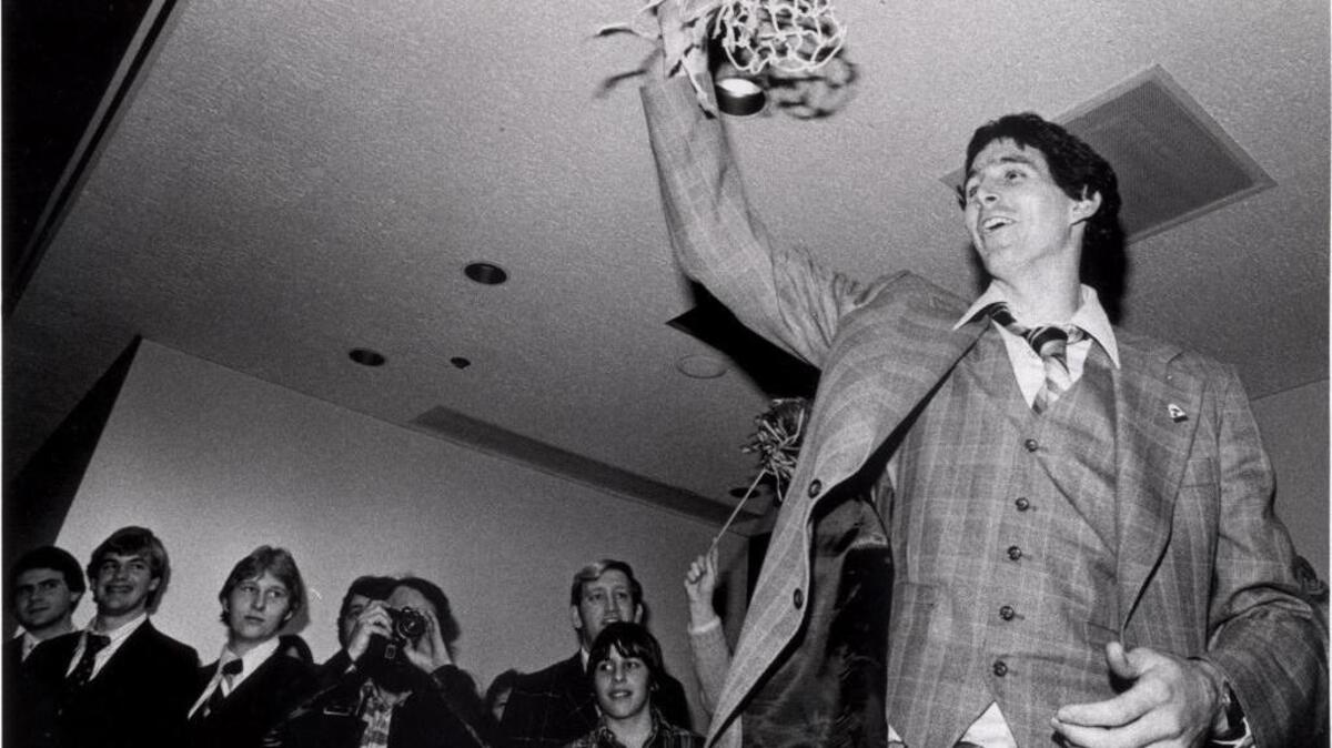Kentucky’s Rick Robey waved to fans from a balcony at Blue Grass Field after the Wildcats brought home the 1978 basketball national championship trophy. The 1978 Cats are among the 14 teams UK will honor with reunions during the 2017-18 school year.