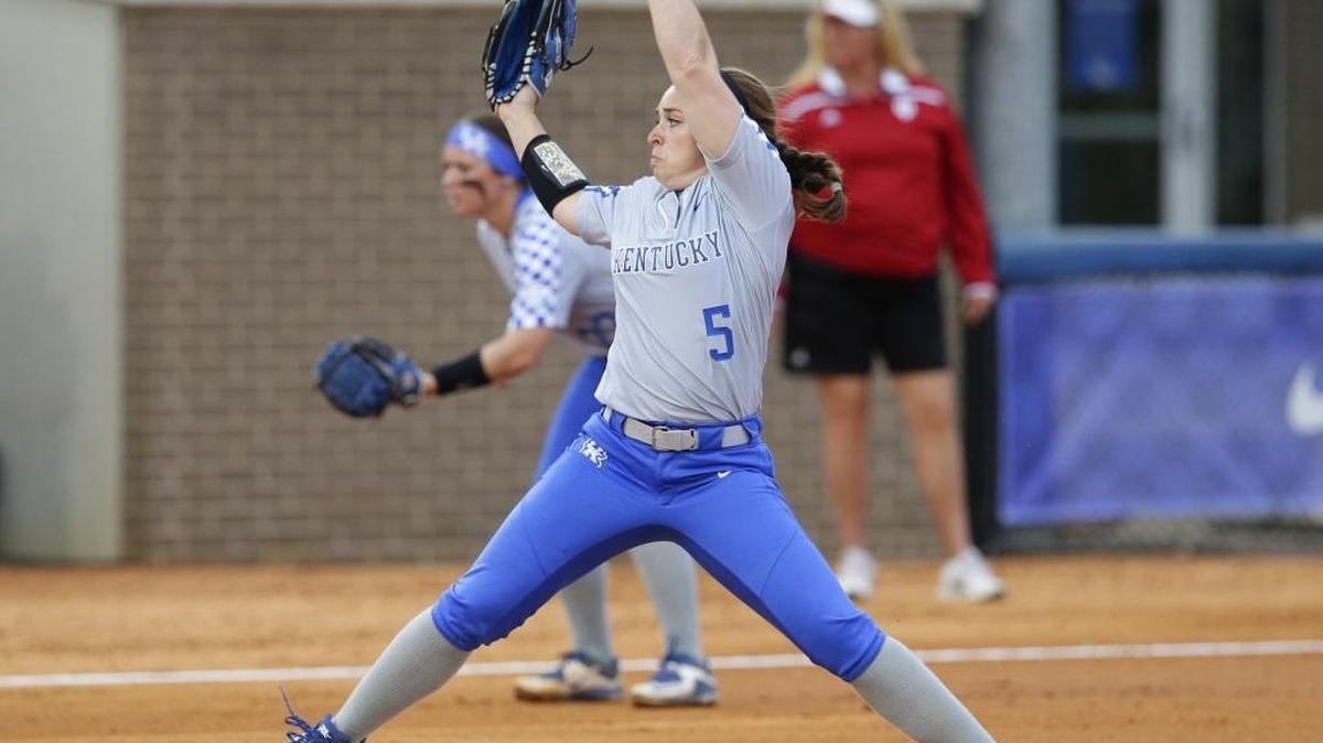 Kentucky's Meagan Prince delivered to the plate as Kentucky defeated Indiana 3-1 on Wednesday March 8, 2016 in Lexington, Ky.