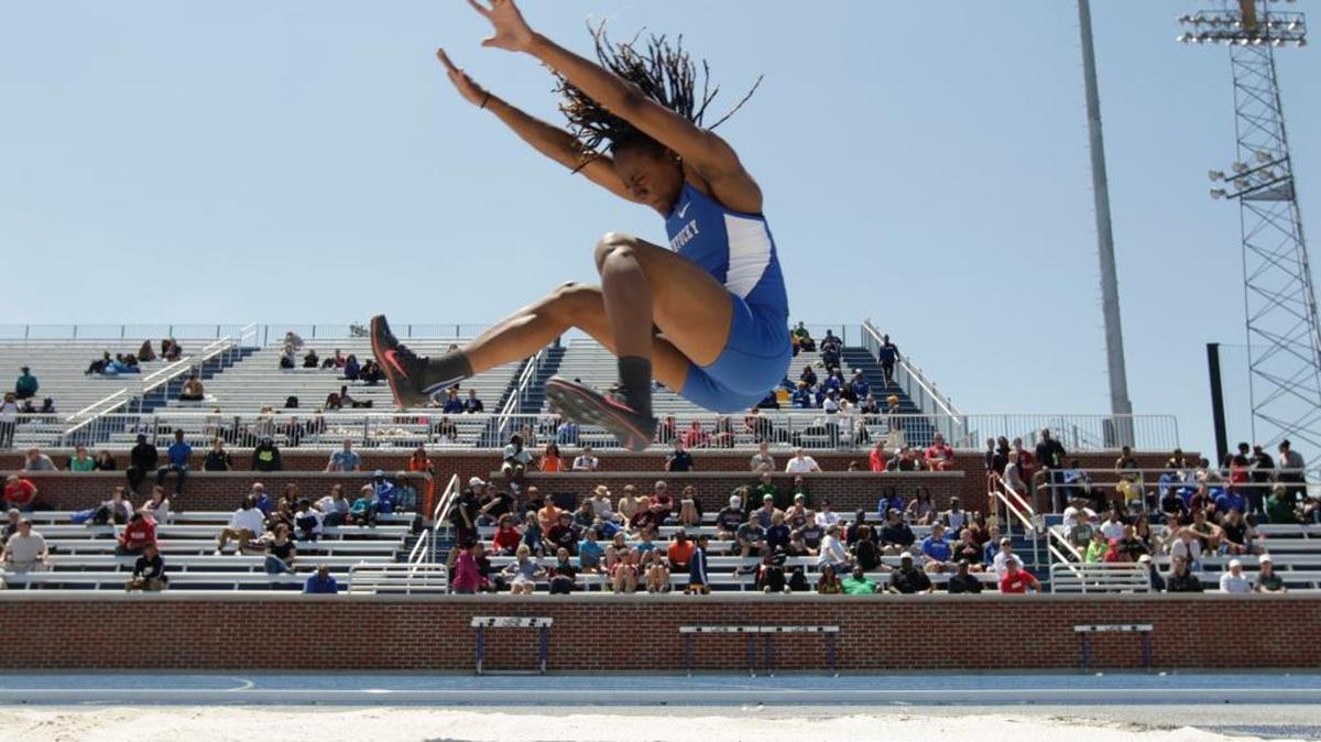 Sha’Keela Saunders competed in the Kentucky Relays at the University of Kentucky track and field complex in Lexington, Ky., on April 19, 2014. Saunders placed sixth.