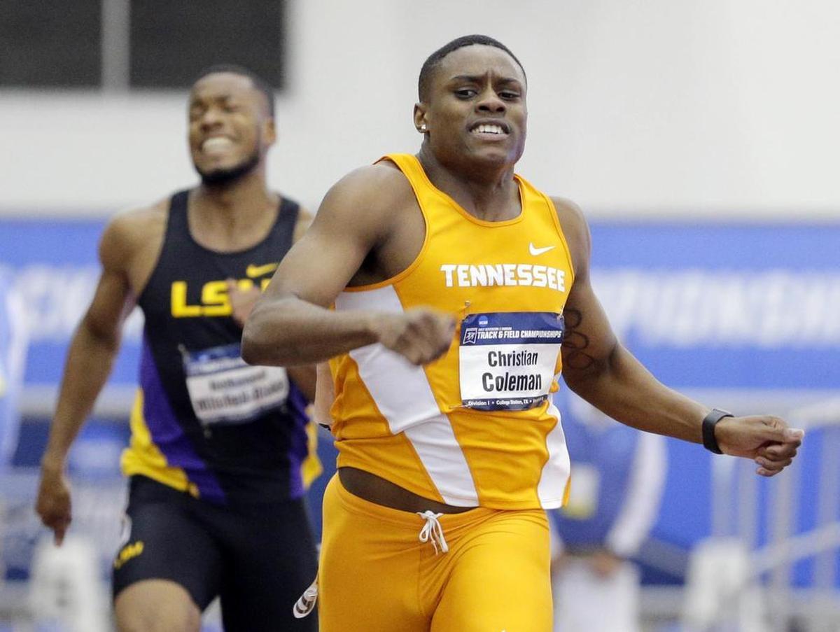 Christian Coleman of Tennessee has posted this season’s best time in the nation in the 100 meters and the second-best time in the 200.