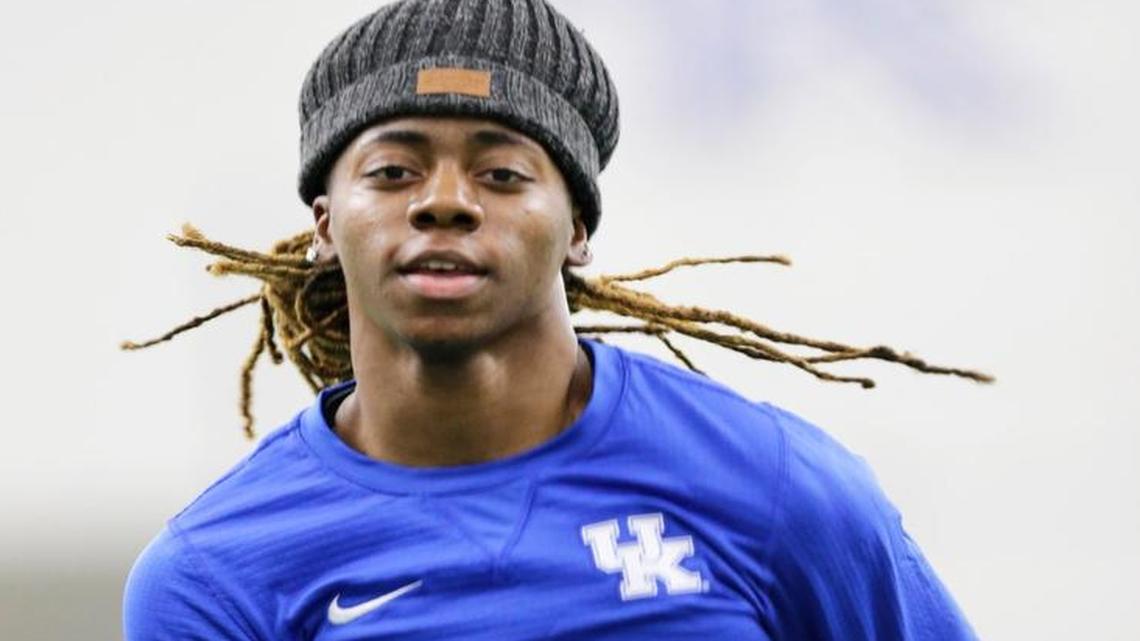 University of Kentucky senior Sha’Keela Saunders warmed up during track and field practice at Nutter Field House in January. Saunders is considered one of the top 10 track and field talents in the country.