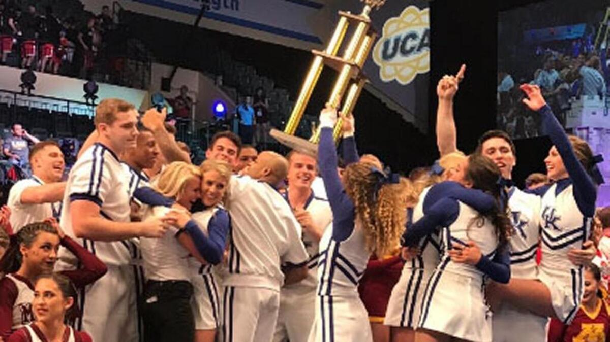 The Kentucky cheerleading team celebrated its 22nd national title Sunday in Orlando, Fla.