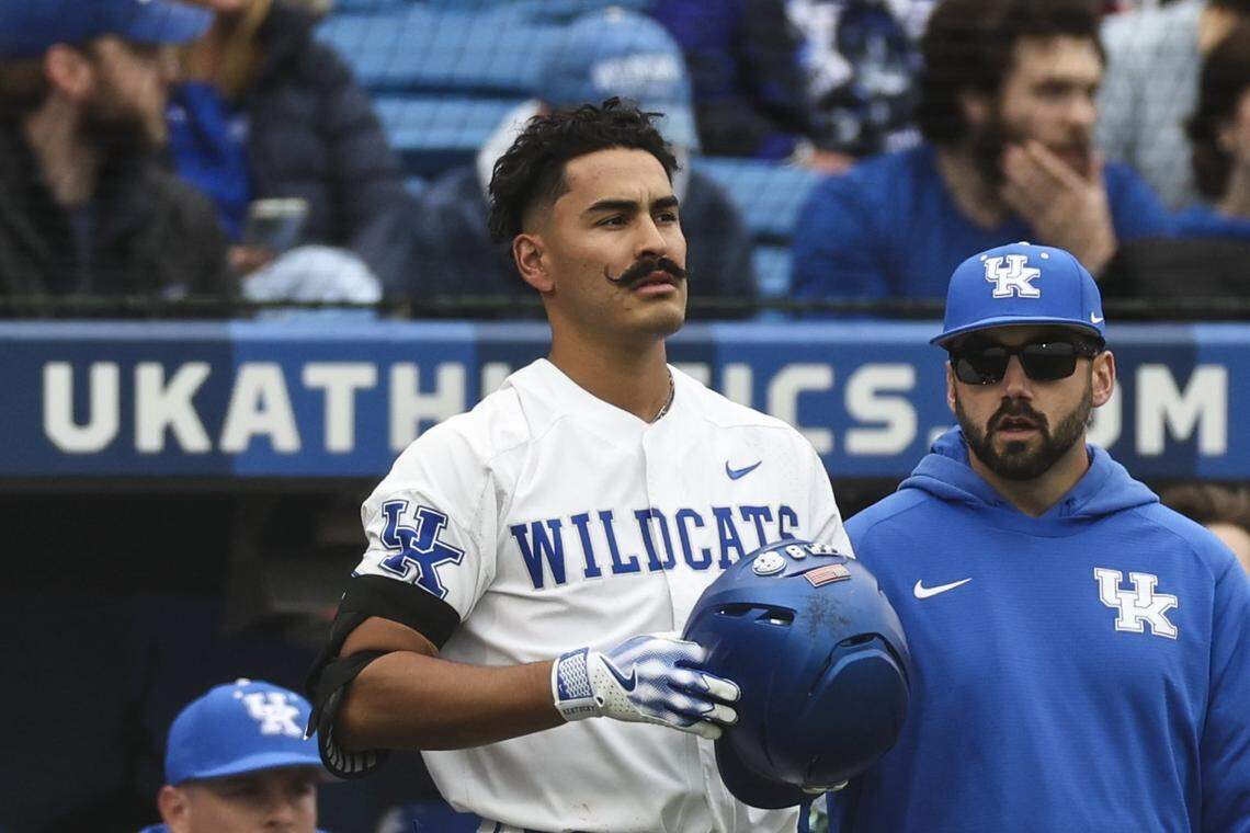 Designated hitter Nick Lopez grew his handlebar mustache to stand out before he developed into one of the best hitters for Kentucky baseball.