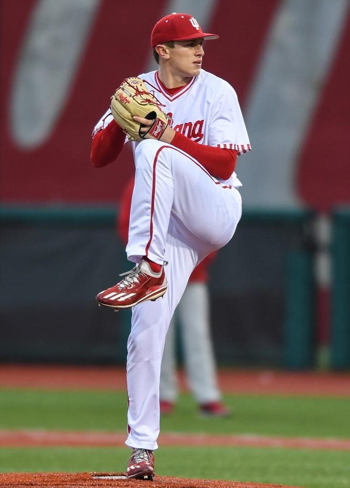 Jonathan Stiever delivers a pitch for Indiana earlier in the season.