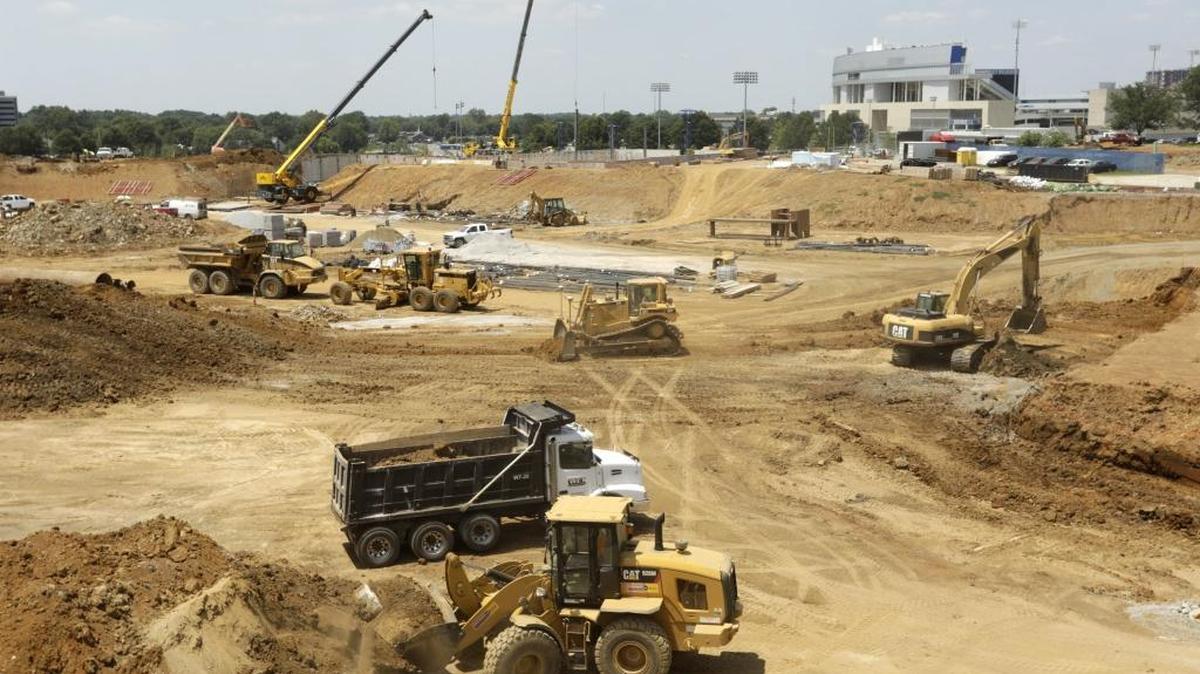Construction is underway on UK’s new baseball stadium on Alumni Drive. This photo was taken Wednesday, July 19.