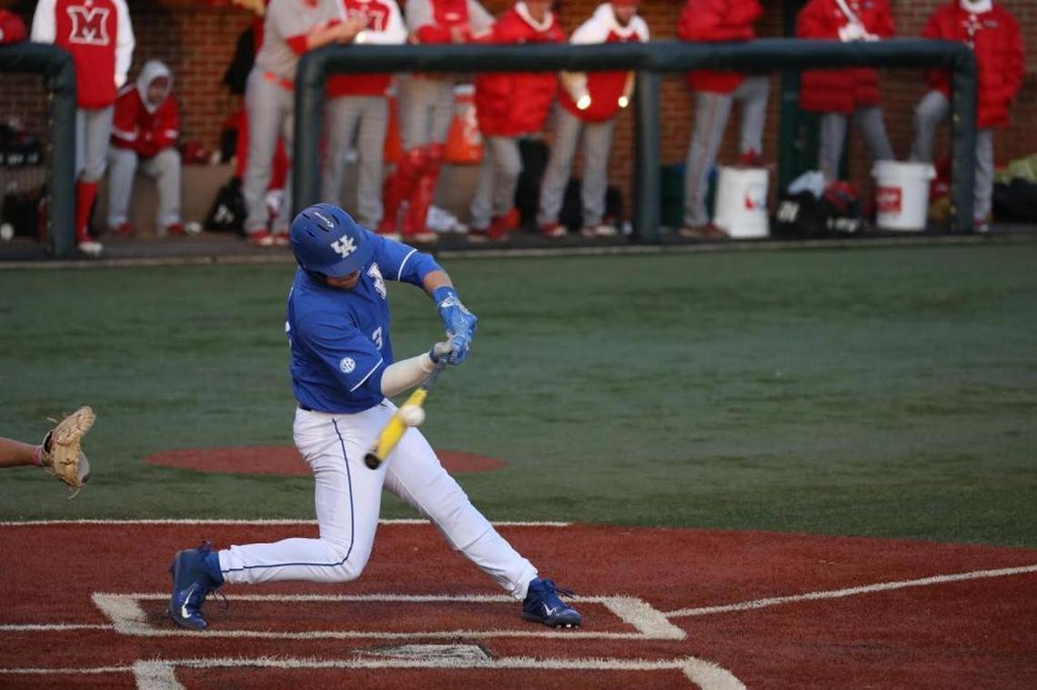 Entering this weekend’s SEC series against Georgia, Kentucky catcher Kole Cottam was hitting .296 with four home runs and 31 RBI.