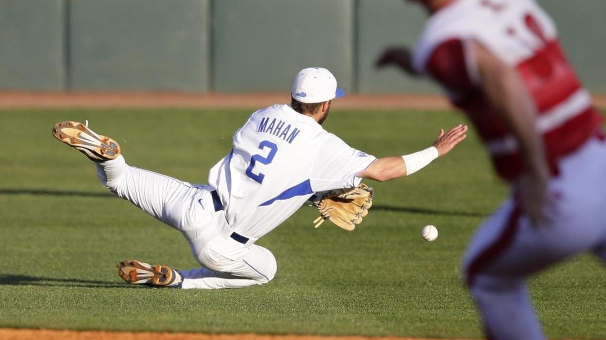 Louisville freshman Drew Ellis delievered a two-run, bloop single over UK shortstop Riley Mahan in the third inning to give the Cards a 4-0 lead. Ellis had five RBI on the night.