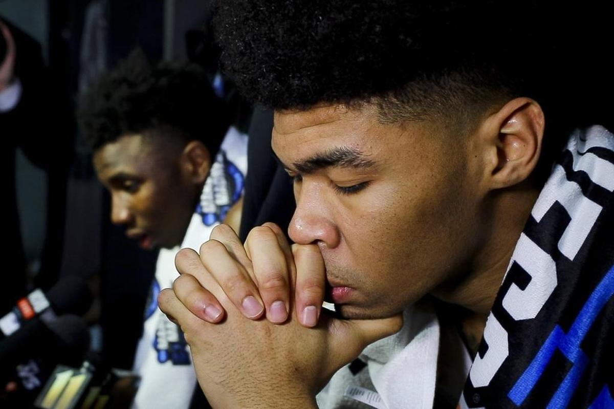 Kentucky’s Nick Richards, foreground, after the Wildcats’ season-ending, 61-58 loss to Kansas State in last season’s NCAA Tournament round of 16.