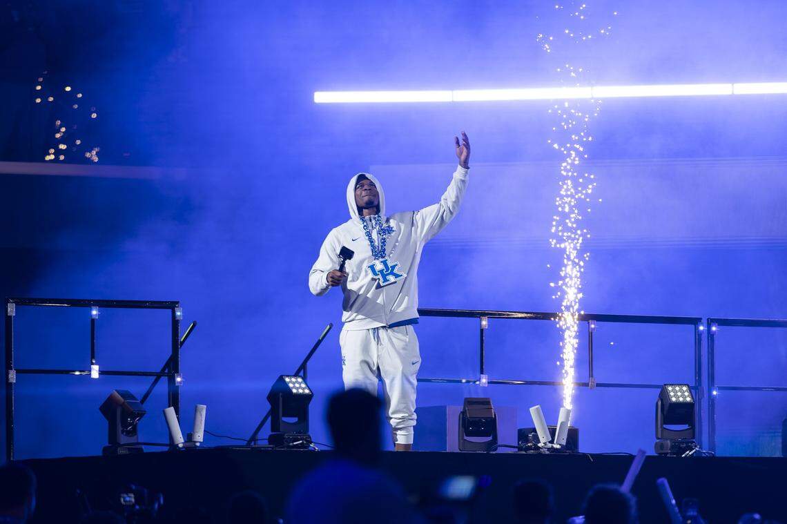Kentucky guard Otega Oweh received the loudest ovation of the night when he was introduced to the Rupp Arena crowd at Big Blue Madness on Oct. 11.