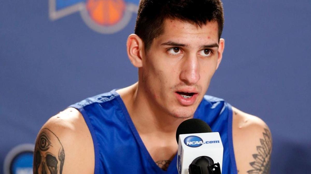 Kentucky Wildcats forward Derek Willis spoke during a news conference held in Wells Fargo Arena in Des Moines, IA, Friday, March 18, 2016.