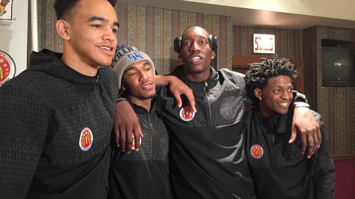 Kentucky signees (from left) Sacha Killeya-Jones, Malik Monk, Bam Adebayo and De’Aaron Fox enjoyed each other’s company in Chicago the week of the McDonald’s All-American Game in March.