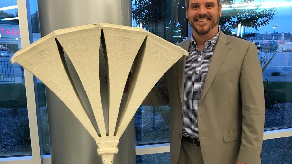 Brad Mallory posed with a set of the speakers from Big Bertha.