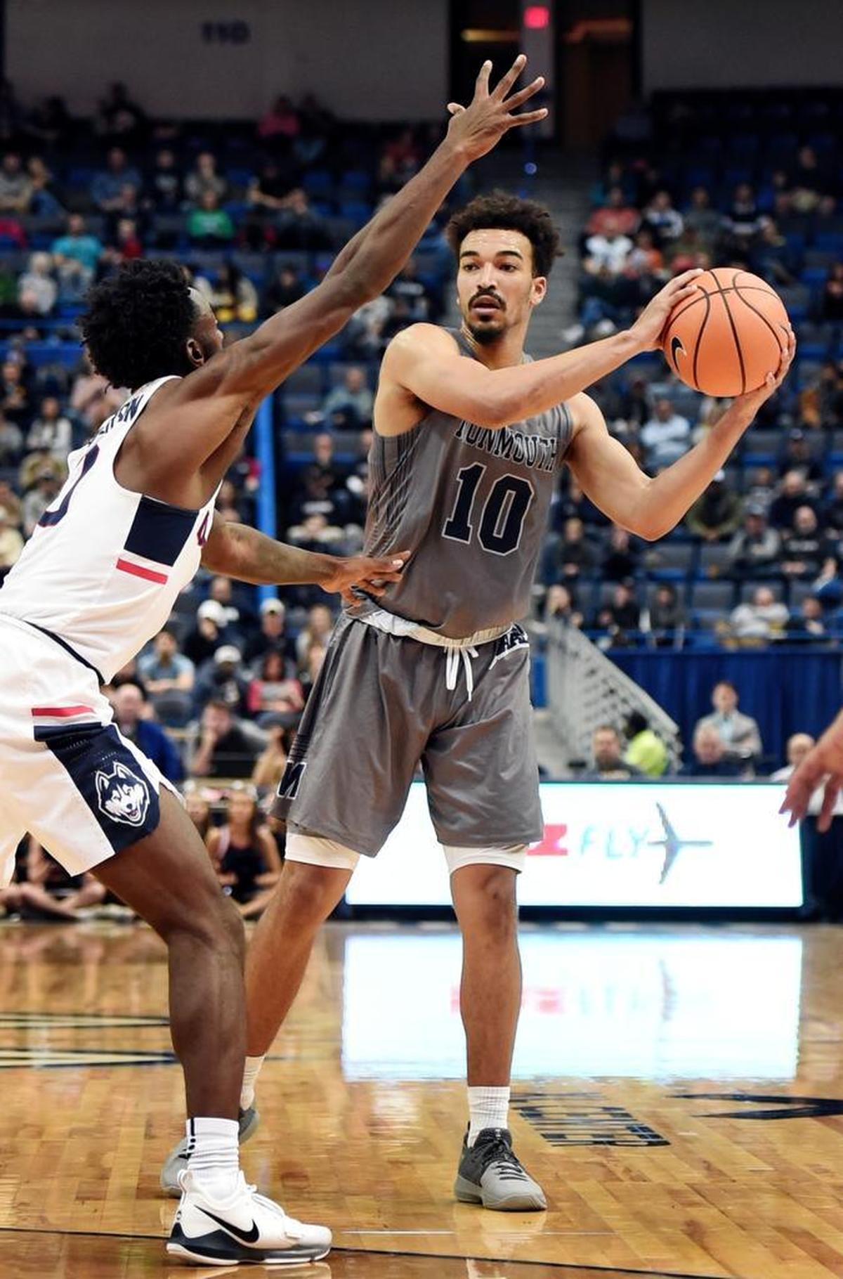 Monmouth’s Micah Seaborn scored 27 points in the team’s overtime loss to Connecticut on Dec. 2.