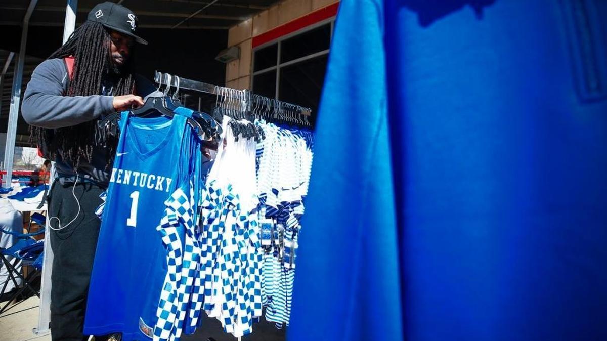Plenty of team gear awaited University of Kentucky fans in St. Louis on Thursday. The Wildcats begin play at the Scottrade Center on Friday afternoon.