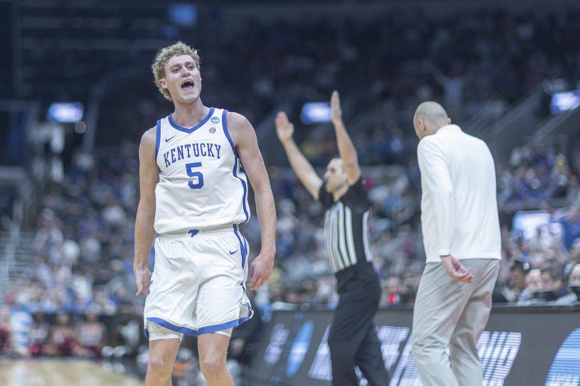 Kentucky guard Collin Chandler was third on the Wildcats in scoring with 9.7 points per game during the 2025-26 season. Chandler will play the 2026-27 season at BYU after entering the transfer portal this offseason.