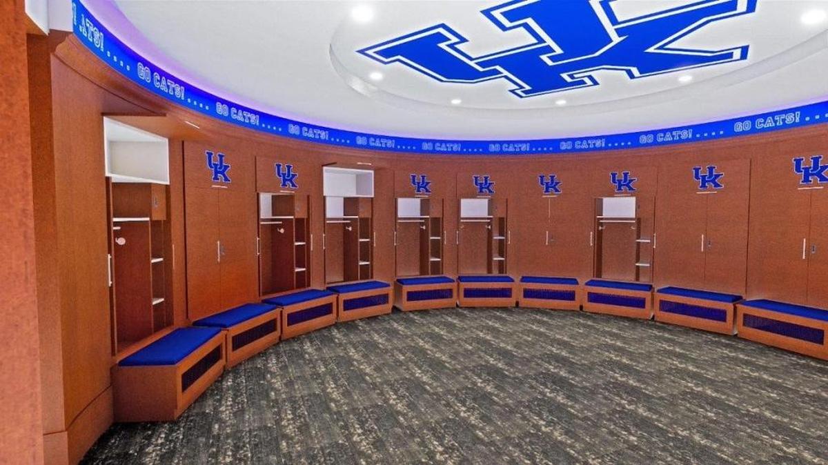 A rendering shows what the Kentucky men’s basketball program’s new locker room will look like when it’s complete at the Joe Craft Center.